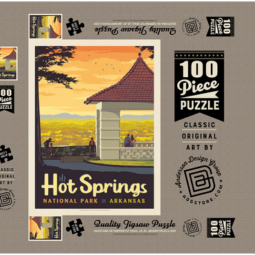 Darstellung des Puzzle Motivs Hot Springs National Park: Overlook, Vintage Poster 100 Puzzle Schachtel 3D Modell