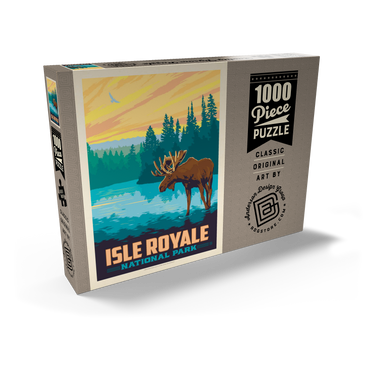 Darstellung des Puzzle Motivs Isle Royale National Park: Morning Moose, Vintage Poster 1000 Puzzle Schachtel Ansicht2