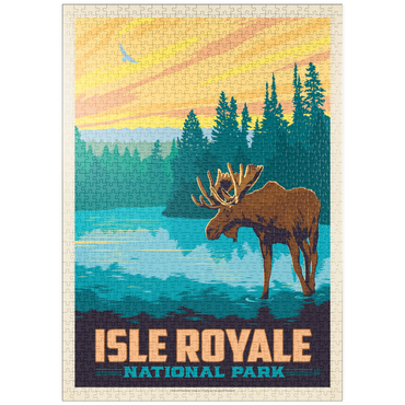 Darstellung des Puzzle Motivs puzzleplate Isle Royale National Park: Morning Moose, Vintage Poster 1000 Puzzle