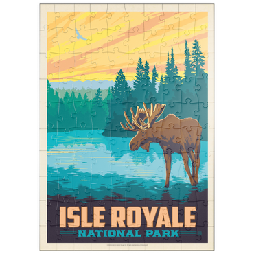Darstellung des Puzzle Motivs puzzleplate Isle Royale National Park: Morning Moose, Vintage Poster 100 Puzzle