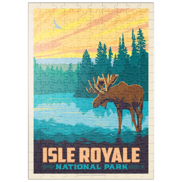 Darstellung des Puzzle Motivs puzzleplate Isle Royale National Park: Morning Moose, Vintage Poster 200 Puzzle