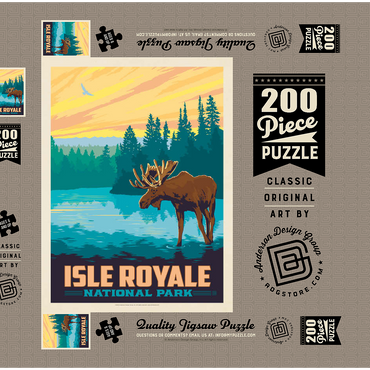 Darstellung des Puzzle Motivs Isle Royale National Park: Morning Moose, Vintage Poster 200 Puzzle Schachtel 3D Modell