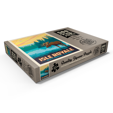 Darstellung des Puzzle Motivs Isle Royale National Park: Morning Moose, Vintage Poster 500 Puzzle Schachtel Ansicht1