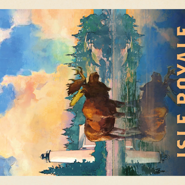Darstellung des Puzzle Motivs Isle Royale National Park: Sunrise, Vintage Poster 1000 Puzzle 3D Modell
