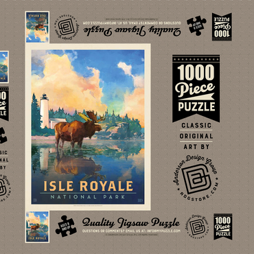 Darstellung des Puzzle Motivs Isle Royale National Park: Sunrise, Vintage Poster 1000 Puzzle Schachtel 3D Modell