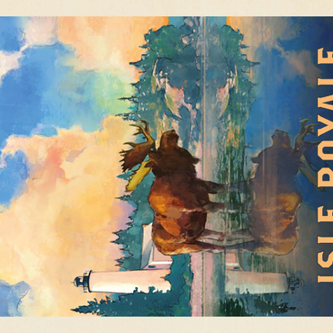 Darstellung des Puzzle Motivs Isle Royale National Park: Sunrise, Vintage Poster 100 Puzzle 3D Modell
