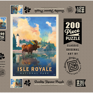 Darstellung des Puzzle Motivs Isle Royale National Park: Sunrise, Vintage Poster 200 Puzzle Schachtel 3D Modell