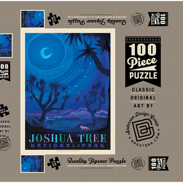 Darstellung des Puzzle Motivs Joshua Tree National Park: Starlight (Mod Design), Vintage Poster 100 Puzzle Schachtel 3D Modell