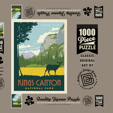 Darstellung des Puzzle Motivs Kings Canyon National Park, Vintage Poster 1000 Puzzle Schachtel 3D Modell