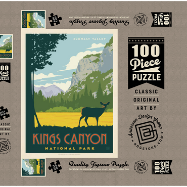 Darstellung des Puzzle Motivs Kings Canyon National Park, Vintage Poster 100 Puzzle Schachtel 3D Modell