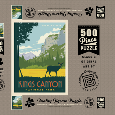 Darstellung des Puzzle Motivs Kings Canyon National Park, Vintage Poster 500 Puzzle Schachtel 3D Modell
