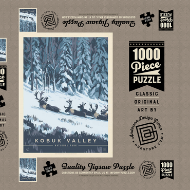 Darstellung des Puzzle Motivs Kobuk Valley National Park: Winter Wonderland, Vintage Poster 1000 Puzzle Schachtel 3D Modell