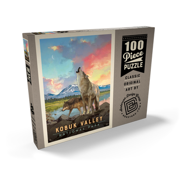 Darstellung des Puzzle Motivs Kobuk Valley National Park: Wolves, Vintage Poster 100 Puzzle Schachtel Ansicht2
