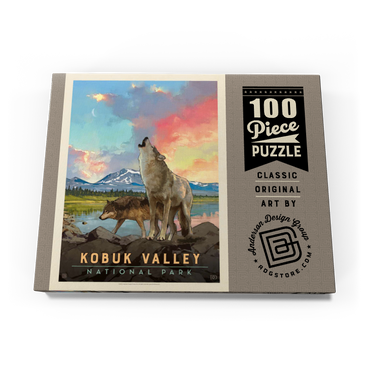 Darstellung des Puzzle Motivs Kobuk Valley National Park: Wolves, Vintage Poster 100 Puzzle Schachtel Ansicht3