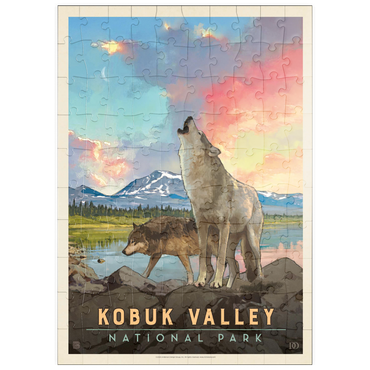 Darstellung des Puzzle Motivs puzzleplate Kobuk Valley National Park: Wolves, Vintage Poster 100 Puzzle