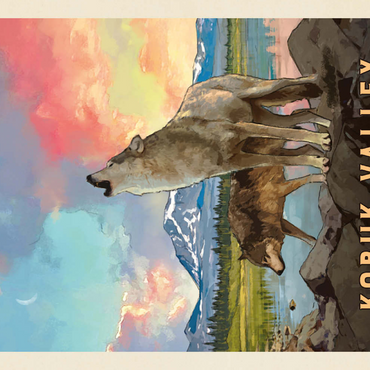 Darstellung des Puzzle Motivs Kobuk Valley National Park: Wolves, Vintage Poster 100 Puzzle 3D Modell
