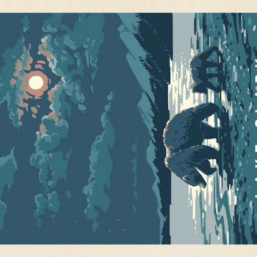 Darstellung des Puzzle Motivs Lake Clark National Park: Moonlighting, Vintage Poster 200 Puzzle 3D Modell