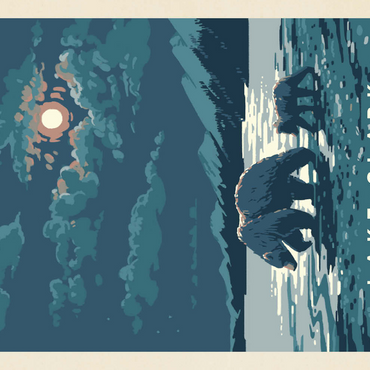 Darstellung des Puzzle Motivs Lake Clark National Park: Moonlighting, Vintage Poster 500 Puzzle 3D Modell