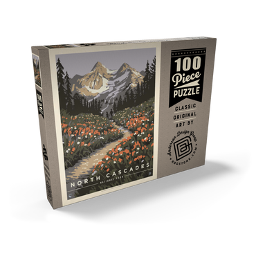 Darstellung des Puzzle Motivs North Cascades National Park: Summer Hike, Vintage Poster 100 Puzzle Schachtel Ansicht2