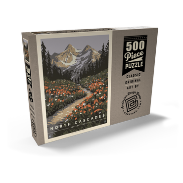 Darstellung des Puzzle Motivs North Cascades National Park: Summer Hike, Vintage Poster 500 Puzzle Schachtel Ansicht2
