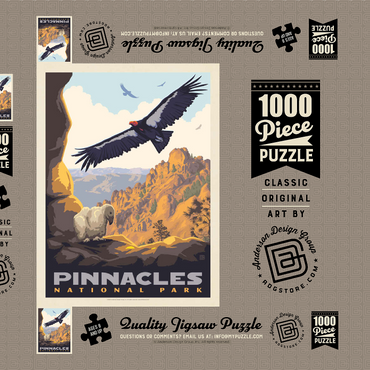 Darstellung des Puzzle Motivs Pinnacles National Park: California Condors, Vintage Poster 1000 Puzzle Schachtel 3D Modell