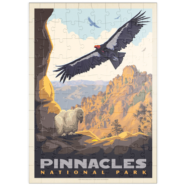 Darstellung des Puzzle Motivs puzzleplate Pinnacles National Park: California Condors, Vintage Poster 100 Puzzle