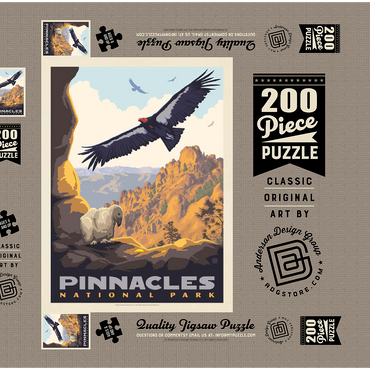 Darstellung des Puzzle Motivs Pinnacles National Park: California Condors, Vintage Poster 200 Puzzle Schachtel 3D Modell