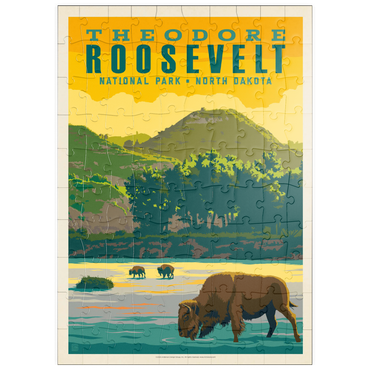 Darstellung des Puzzle Motivs puzzleplate Theodore Roosevelt National Park: Bison, Vintage Poster 100 Puzzle