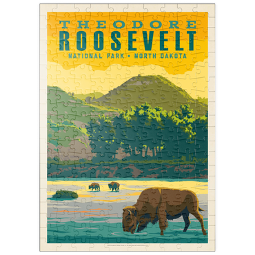 Darstellung des Puzzle Motivs puzzleplate Theodore Roosevelt National Park: Bison, Vintage Poster 200 Puzzle