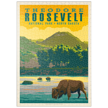 Darstellung des Puzzle Motivs puzzleplate Theodore Roosevelt National Park: Bison, Vintage Poster 500 Puzzle