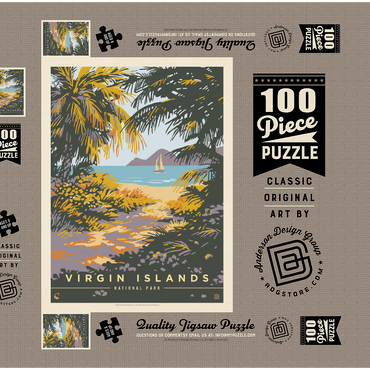 Darstellung des Puzzle Motivs Virgin Islands National Park: Paradise Found, Vintage Poster 100 Puzzle Schachtel 3D Modell