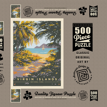 Darstellung des Puzzle Motivs Virgin Islands National Park: Paradise Found, Vintage Poster 500 Puzzle Schachtel 3D Modell