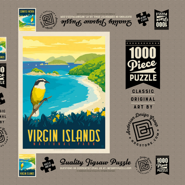 Darstellung des Puzzle Motivs Virgin Islands National Park: Trunk Bay, Vintage Poster 1000 Puzzle Schachtel 3D Modell