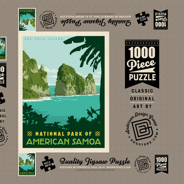 Darstellung des Puzzle Motivs National Park of American Samoa, Vintage Poster 1000 Puzzle Schachtel 3D Modell