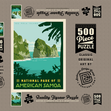 Darstellung des Puzzle Motivs National Park of American Samoa, Vintage Poster 500 Puzzle Schachtel 3D Modell
