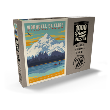 Darstellung des Puzzle Motivs Wrangell-St. Elias National Park, Vintage Poster 1000 Puzzle Schachtel Ansicht2