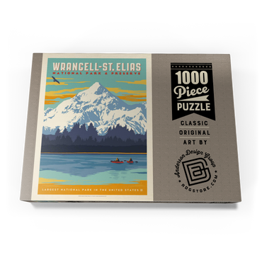 Darstellung des Puzzle Motivs Wrangell-St. Elias National Park, Vintage Poster 1000 Puzzle Schachtel Ansicht3