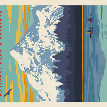 Darstellung des Puzzle Motivs Wrangell-St. Elias National Park, Vintage Poster 200 Puzzle 3D Modell