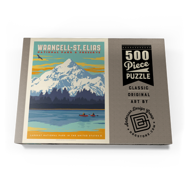 Darstellung des Puzzle Motivs Wrangell-St. Elias National Park, Vintage Poster 500 Puzzle Schachtel Ansicht3