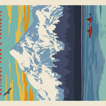 Darstellung des Puzzle Motivs Wrangell-St. Elias National Park, Vintage Poster 500 Puzzle 3D Modell