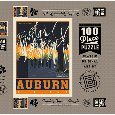 Darstellung des Puzzle Motivs American College Towns: Auburn, Alabama, Vintage Poster 100 Puzzle Schachtel 3D Modell