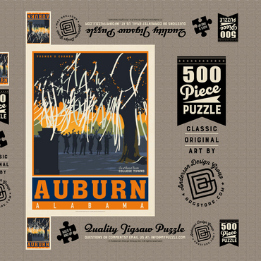 Darstellung des Puzzle Motivs American College Towns: Auburn, Alabama, Vintage Poster 500 Puzzle Schachtel 3D Modell