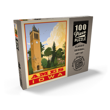 Darstellung des Puzzle Motivs American College Towns: Ames, Iowa, Vintage Poster 100 Puzzle Schachtel Ansicht2