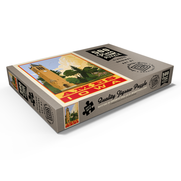 Darstellung des Puzzle Motivs American College Towns: Ames, Iowa, Vintage Poster 500 Puzzle Schachtel Ansicht1