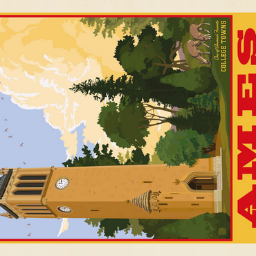 Darstellung des Puzzle Motivs American College Towns: Ames, Iowa, Vintage Poster 500 Puzzle 3D Modell