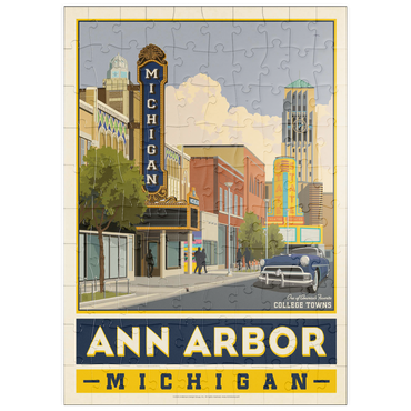 Darstellung des Puzzle Motivs puzzleplate American College Towns: Ann Arbor, Michigan, Vintage Poster 100 Puzzle