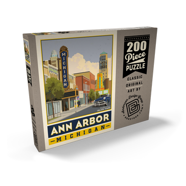 Darstellung des Puzzle Motivs American College Towns: Ann Arbor, Michigan, Vintage Poster 200 Puzzle Schachtel Ansicht2