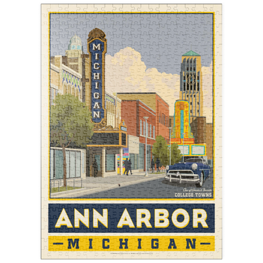 Darstellung des Puzzle Motivs puzzleplate American College Towns: Ann Arbor, Michigan, Vintage Poster 500 Puzzle