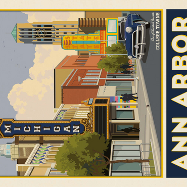Darstellung des Puzzle Motivs American College Towns: Ann Arbor, Michigan, Vintage Poster 500 Puzzle 3D Modell