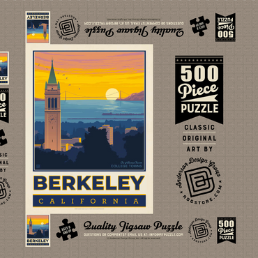 Darstellung des Puzzle Motivs American College Towns: Berkeley, CA, Vintage Poster 500 Puzzle Schachtel 3D Modell